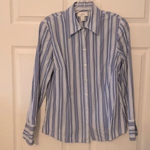 Ann Taylor Loft Blue Striped button down shirt
